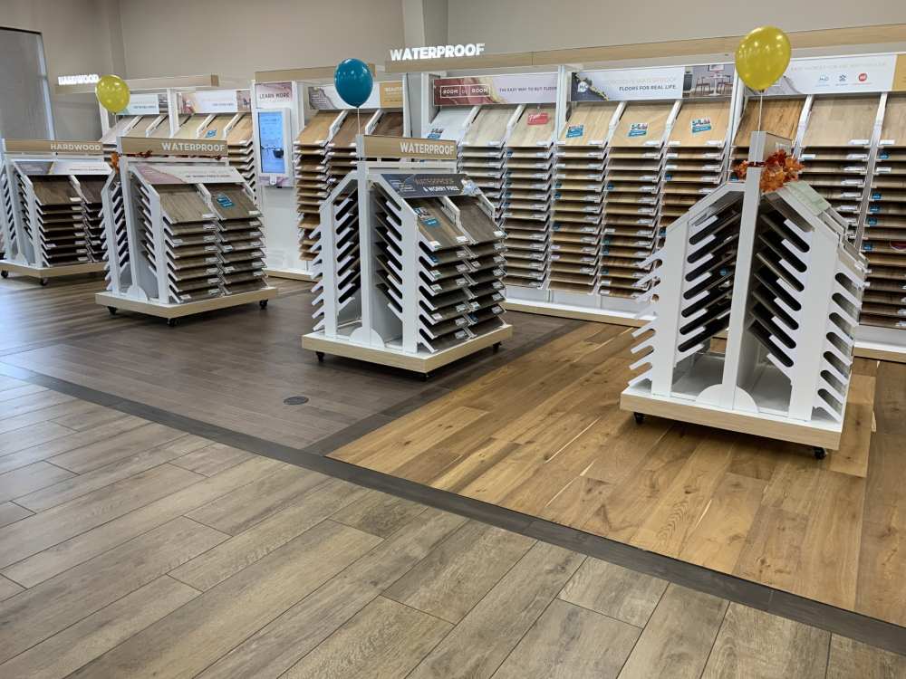 hard surface flooring samples in flooring showroom denver, pa